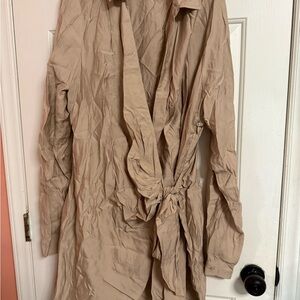 Women's Tan Tie Front Dress